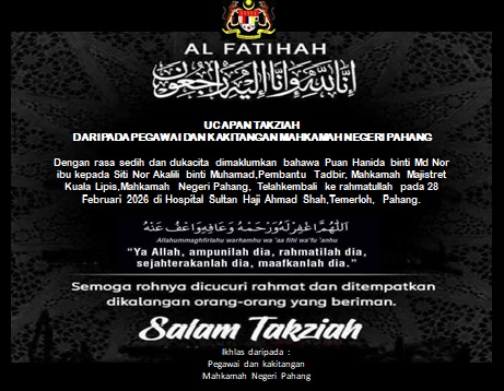 MAKLUMAN PEMERGIAN PUAN HANIDA BINTI MD NOR